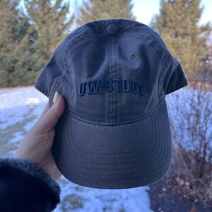 UW-Stout WI college baseball cap hat grey blue